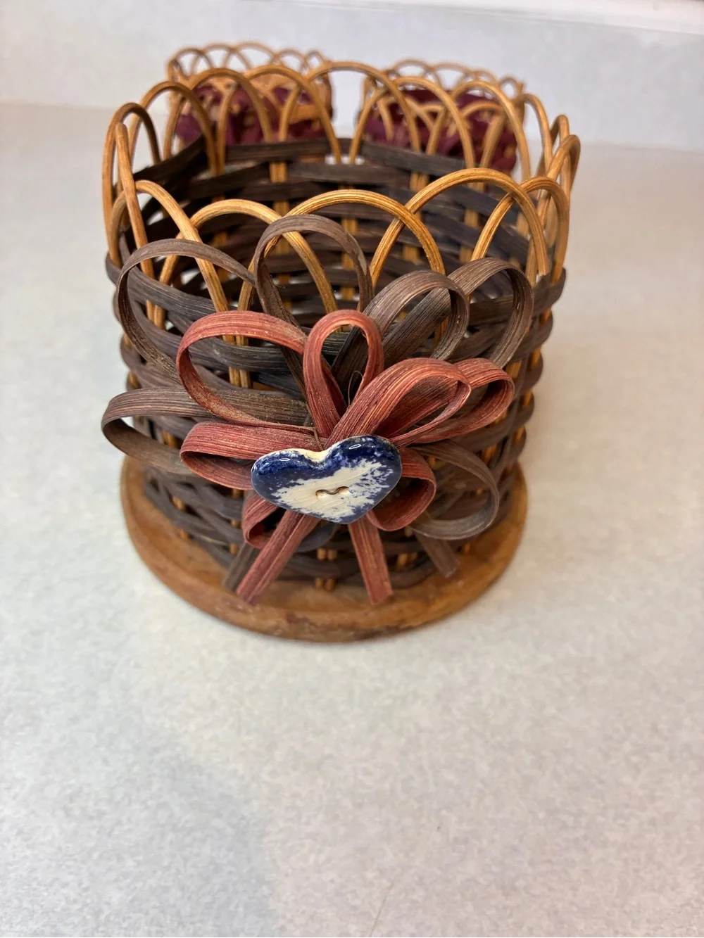 Vintage Woven Wicker Home Interiors Baskets/Candle Holder Set